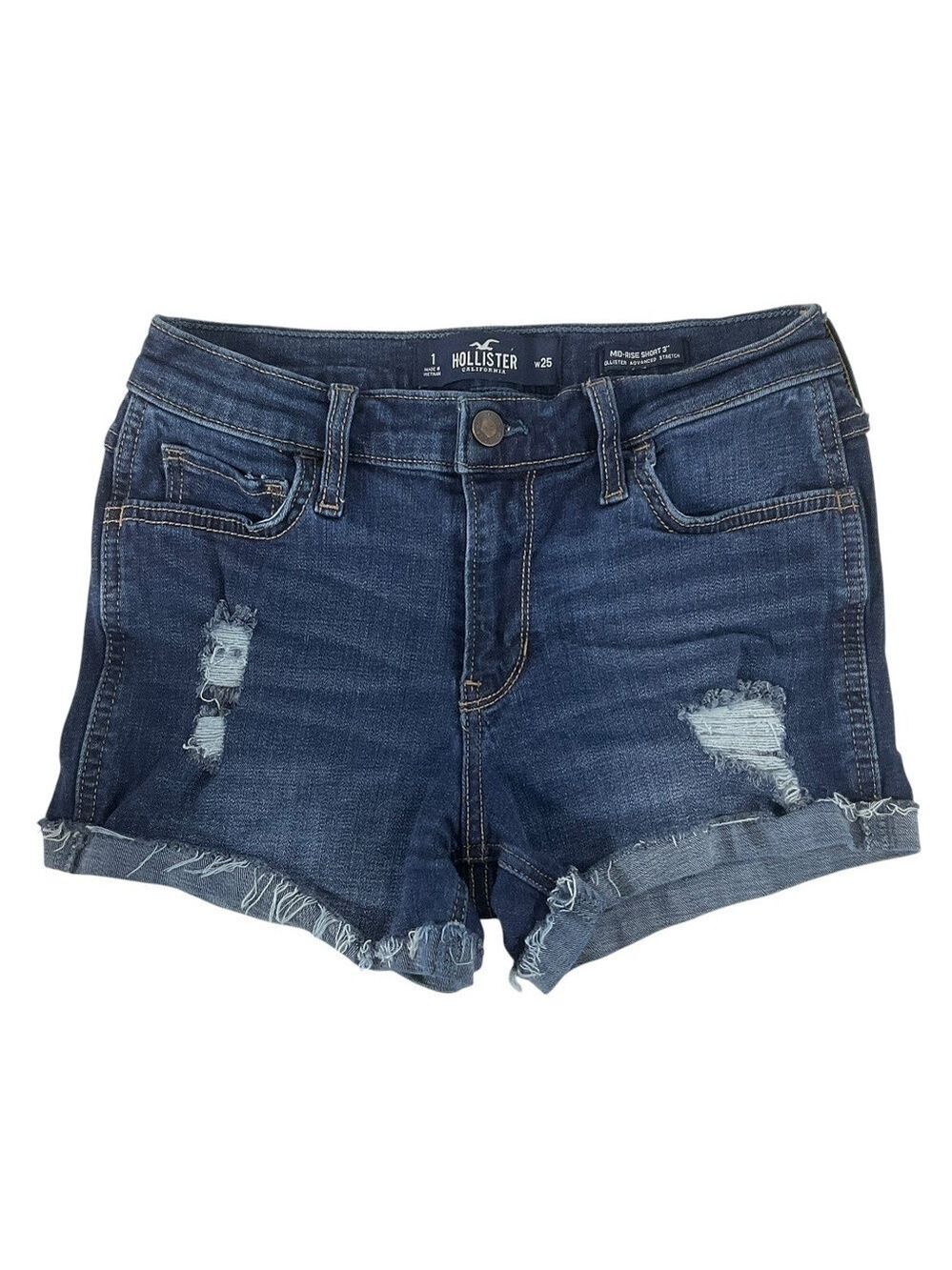 Hollister Mid-Rise Short 3” Hollister Advanced Stretch Jean Shorts Size 1 W25